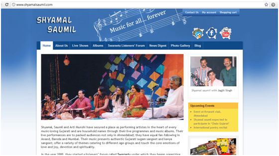 ShyamalSaumil.com Home page 