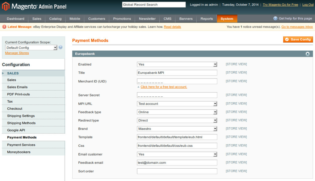 Europabank Payment Method